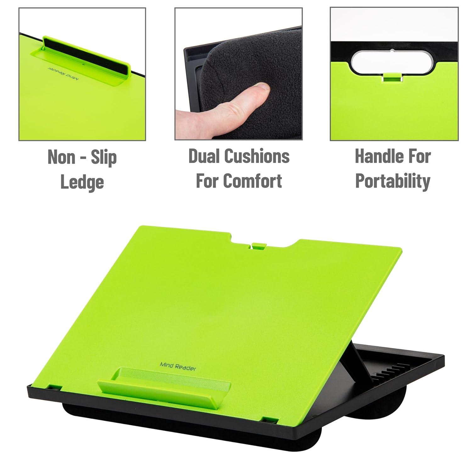 Mind Reader Adjustable 8 Position Lap Top Desk with Cushions, Green