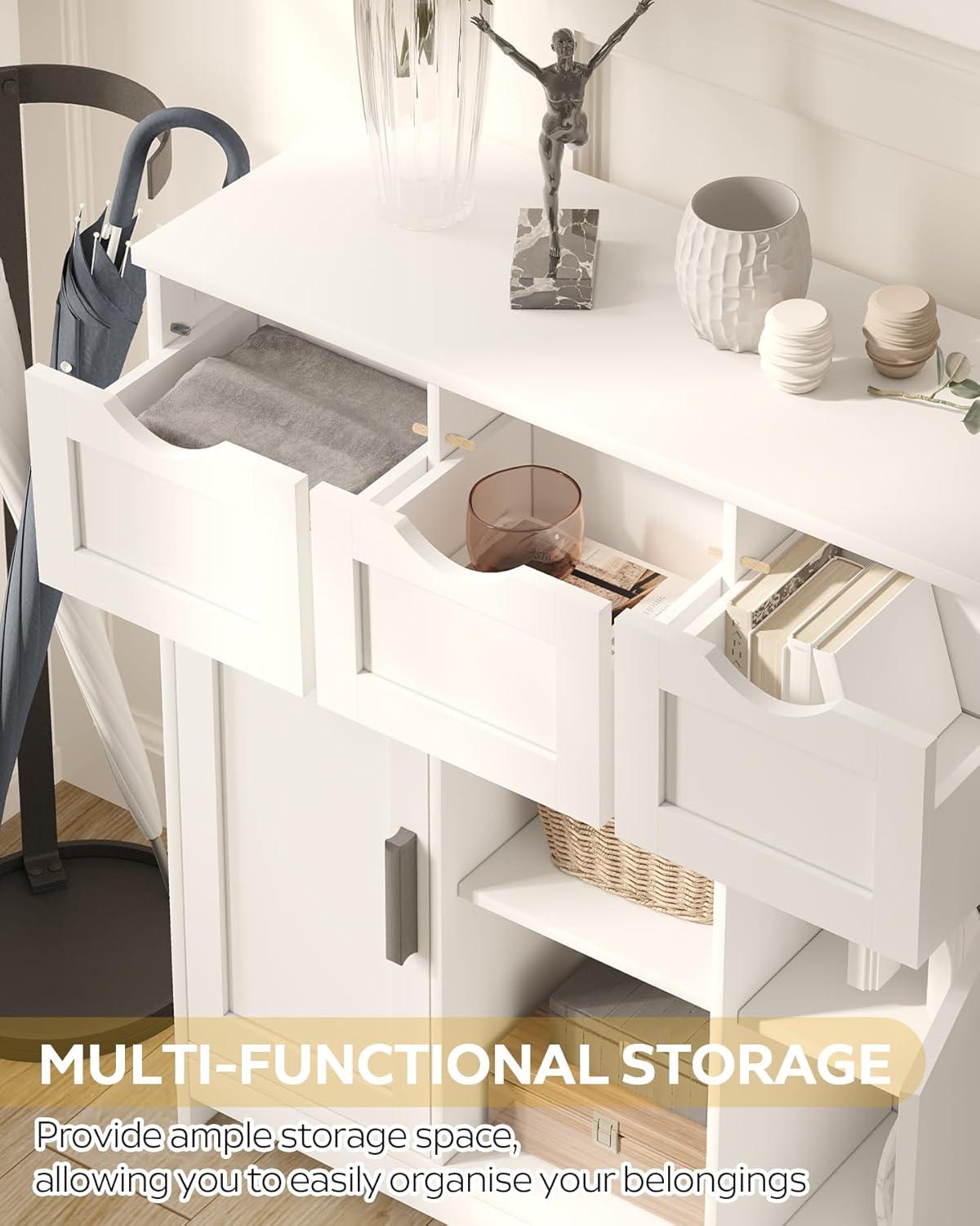 White MDF Adjustable Shelving Bathroom Storage Cabinet