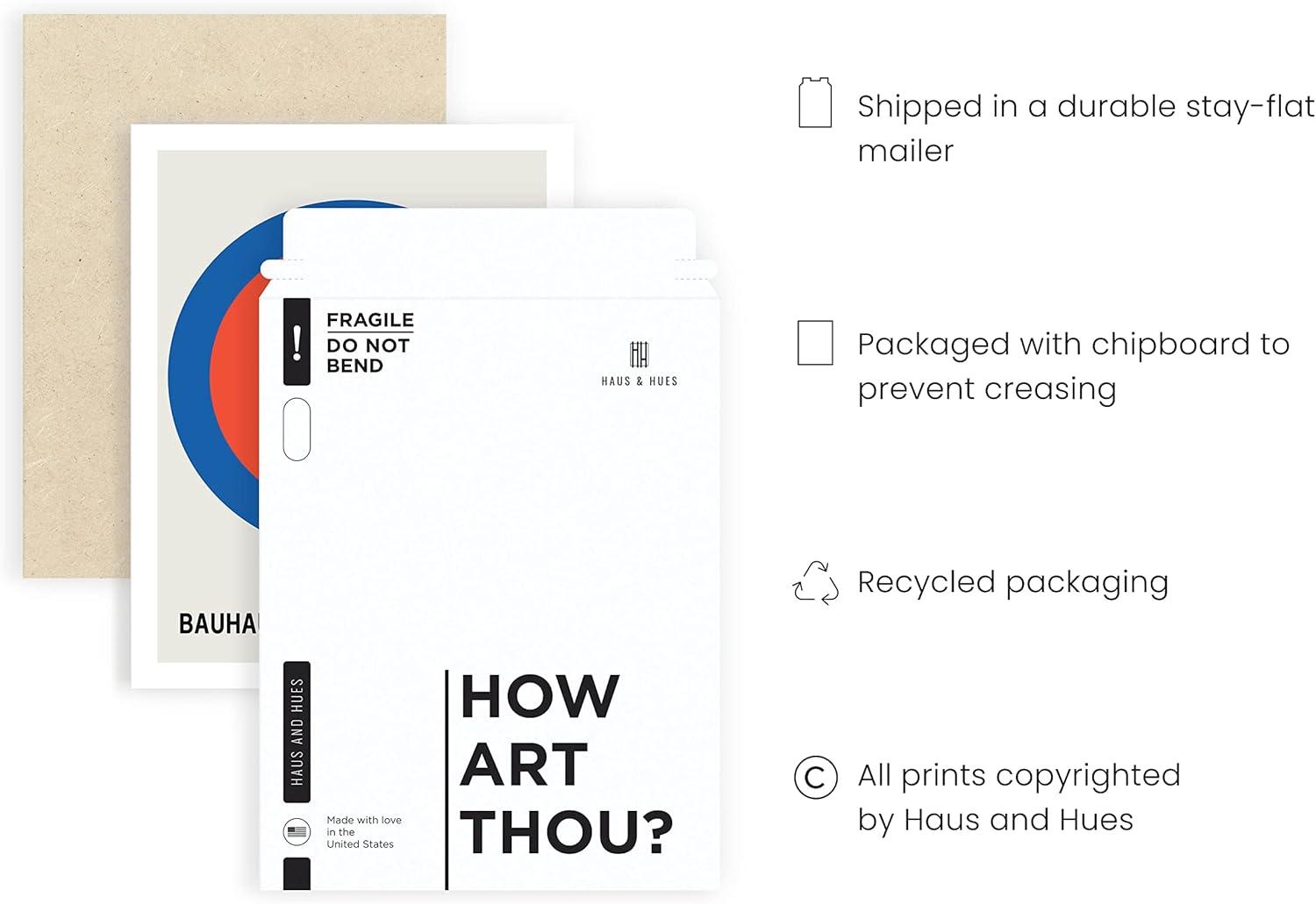 Haus and Hues Bauhaus Poster Colorful Wall Art - Contemporary Wall Art Prints, Vintage Art Circle Wall Decor, Blue Wall Decor for Living Room Art Posters, Geometric Famous Art Prints (Unframed, 12x16)