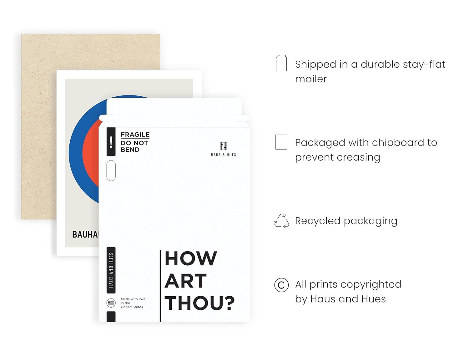 Haus and Hues Bauhaus Poster Colorful Wall Art - Contemporary Wall Art Prints, Vintage Art Circle Wall Decor, Blue Wall Decor for Living Room Art Posters, Geometric Famous Art Prints (Unframed, 12x16)