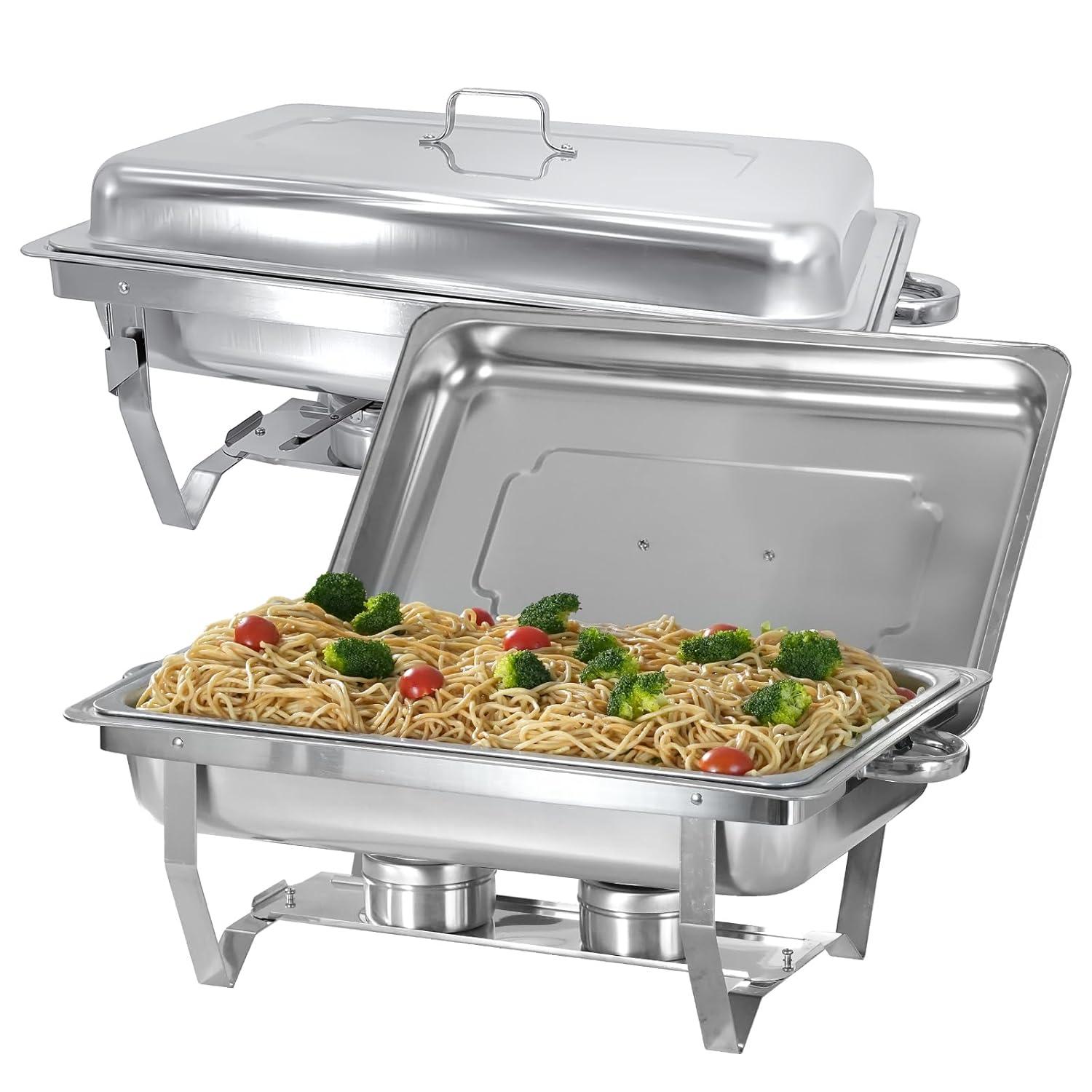 The Party Aisle™ Chafing Dishes For Buffet 4 Pack, 8 Qt Stainless Steel Chafers And Buffet Warmers Sets With Lid, Rectangle Serving Food Warmer Catering Supplies Buffet Display For Parties
