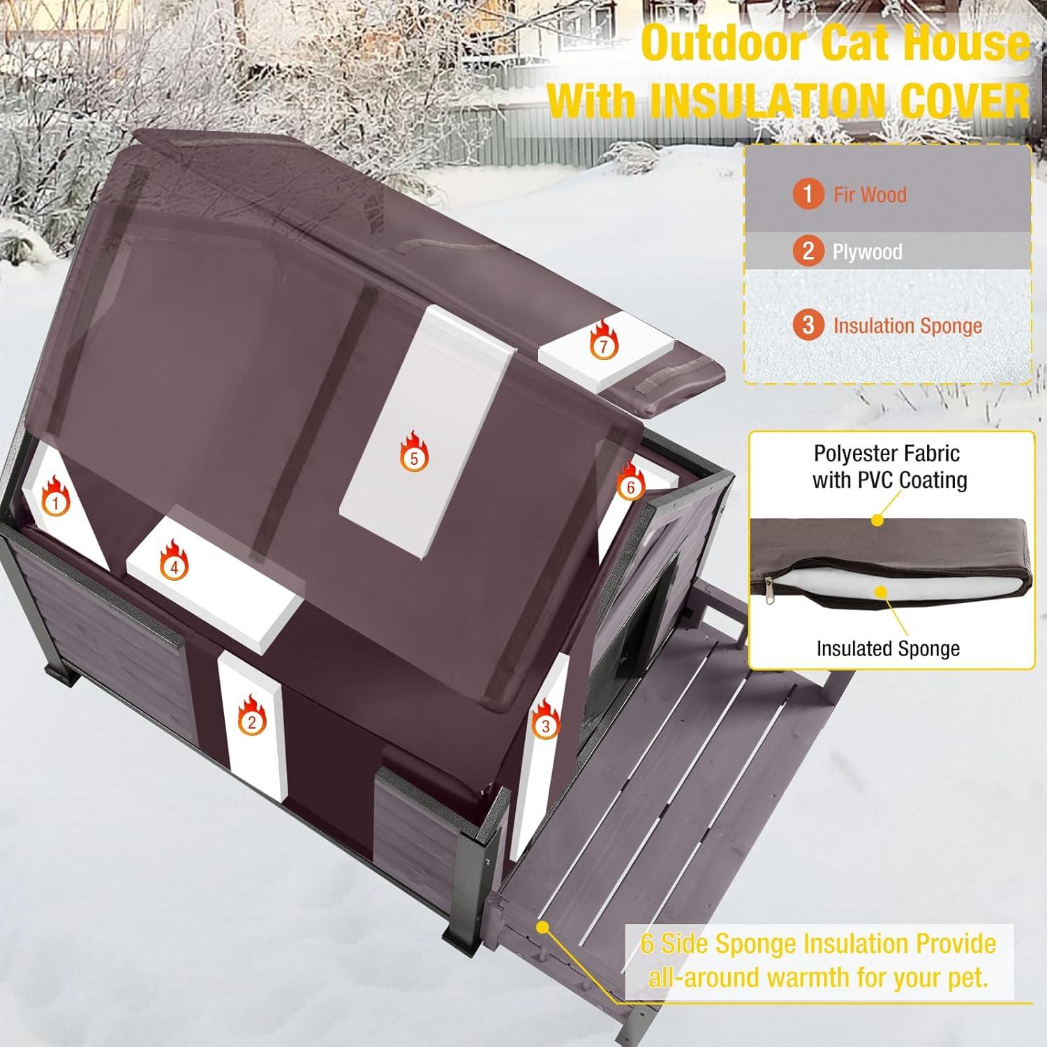 Aivituvin-AIR81-IN Medium Insulated Dog House Gray 32.9"(L) x 45" (W) x 32.6"(H)