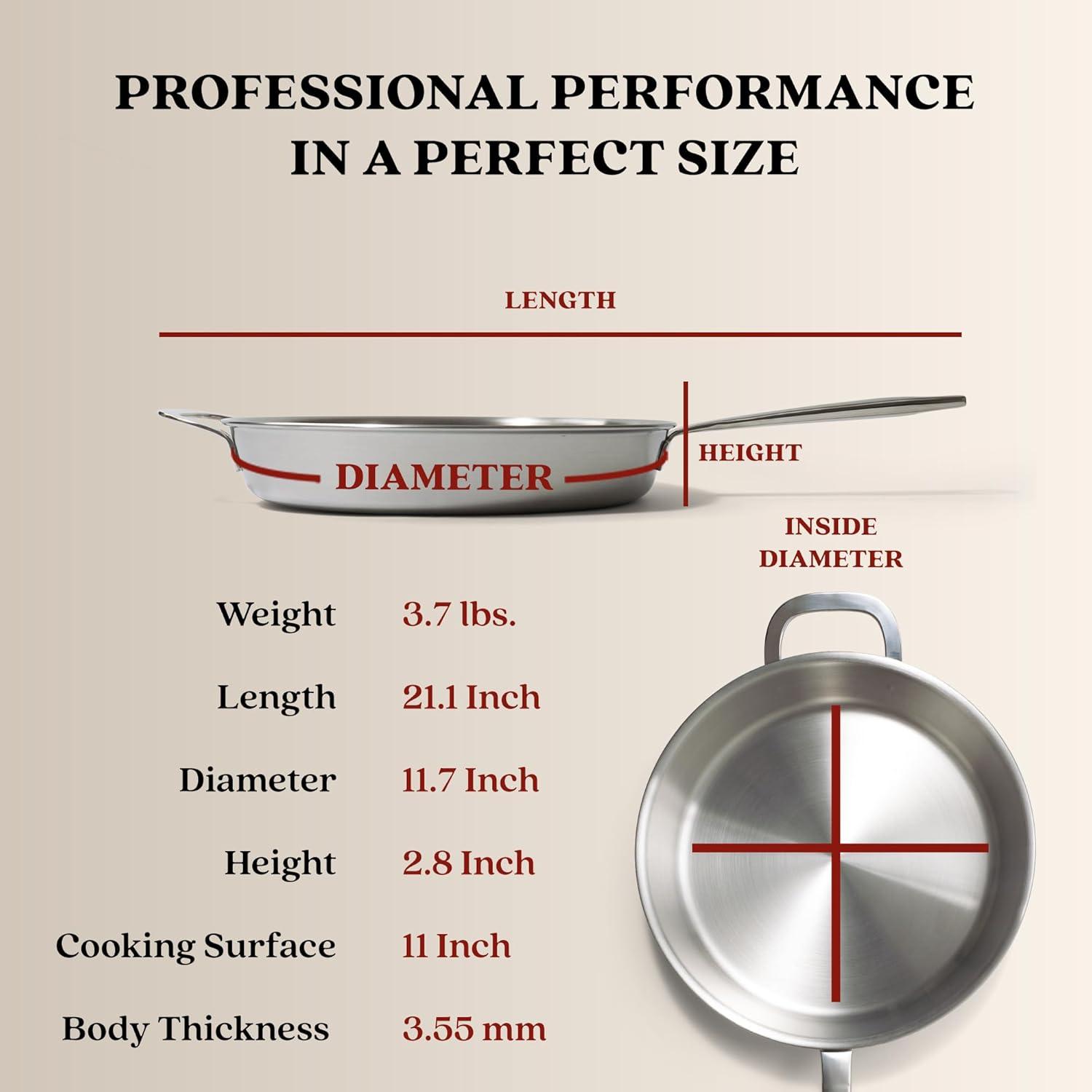 Alva Alva Maestro Premium 5-Ply Stainless Steel Frying Pan - Polished Stainless Steel