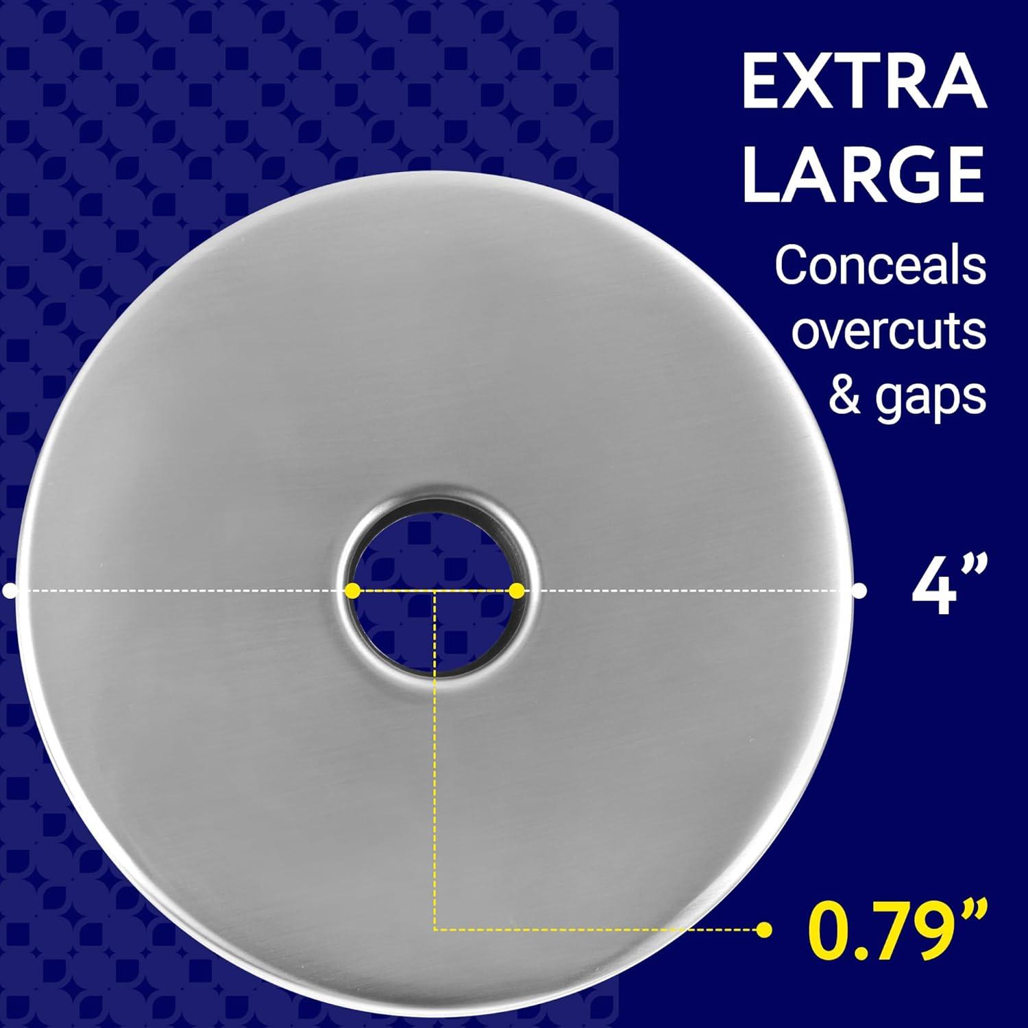 Impresa 2 Pack Brushed Nickel Showerhead Escutcheon Plate Set - Extra Large 4" Shower Arm Flange to Cover up Miss Cuts