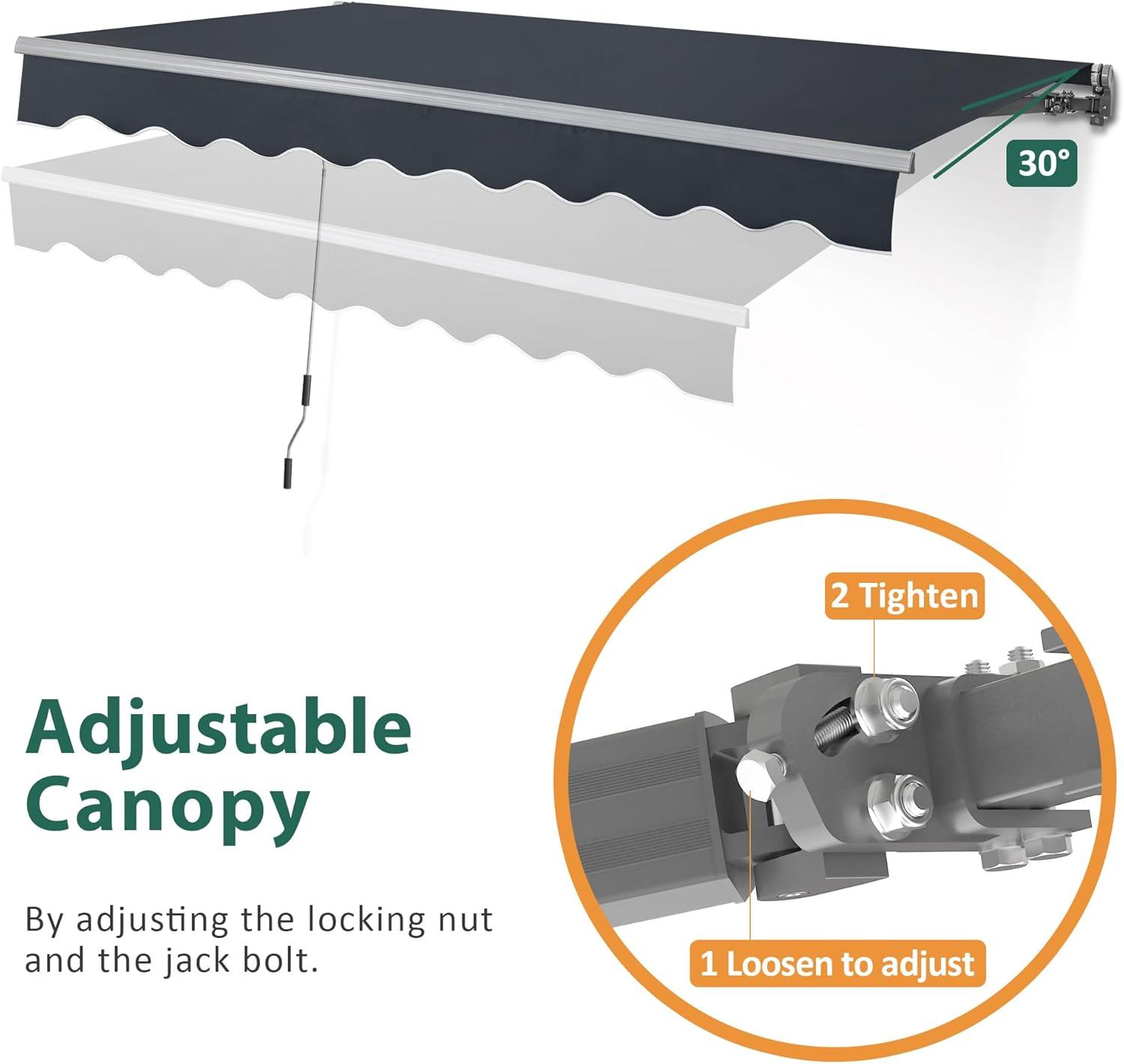 Macrout Patio Awning 10x8 Feet Sunshade Canopy for Manual Retractable Awnings, 4627 (Dark Grey)