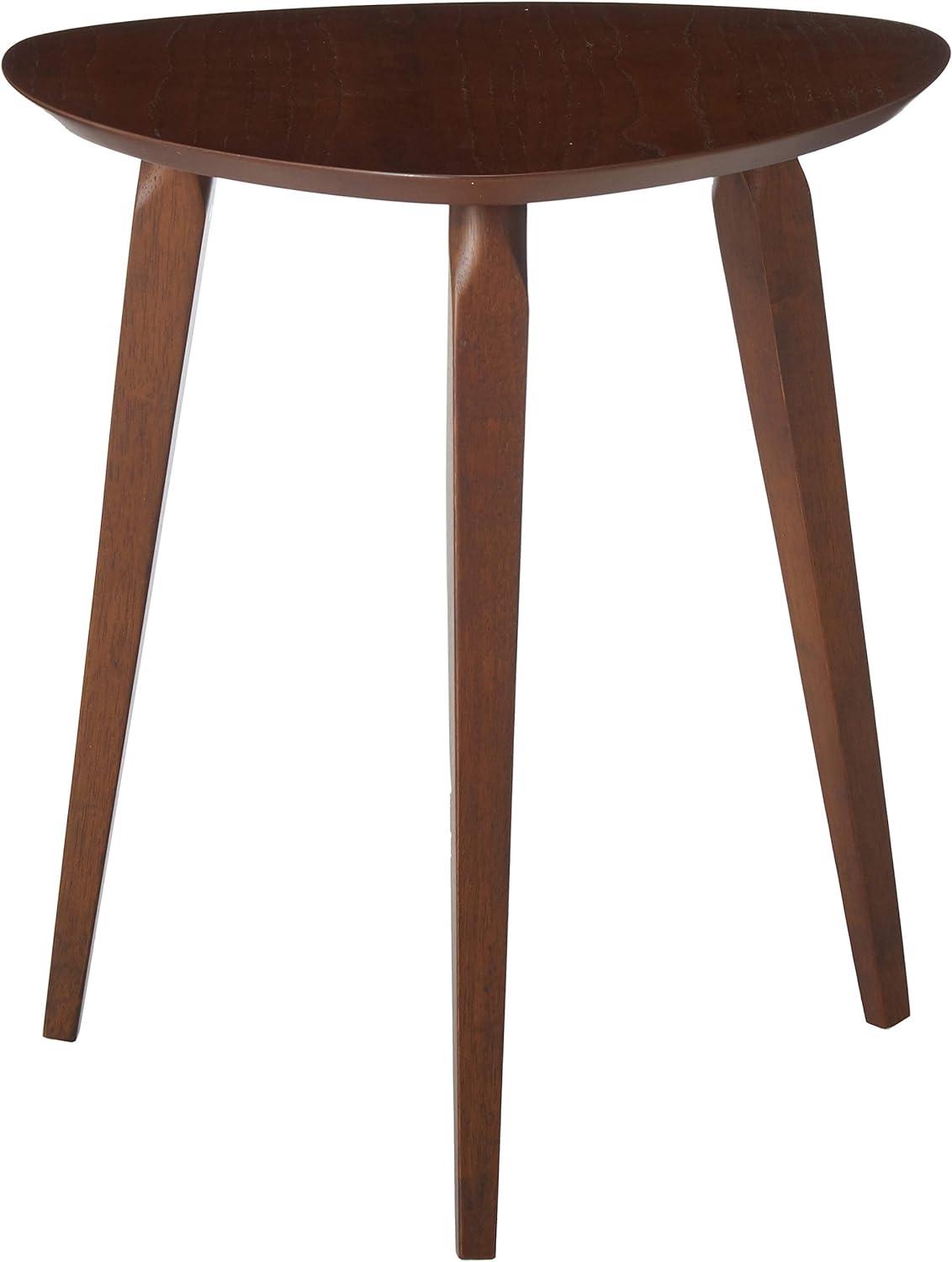 Midcentury Triangular Walnut Wood End Table