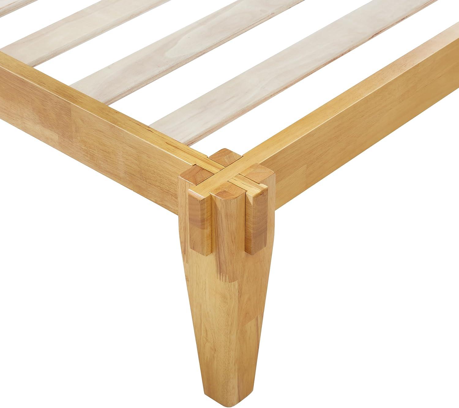 Natural Wood King Platform Bed Frame with Storage