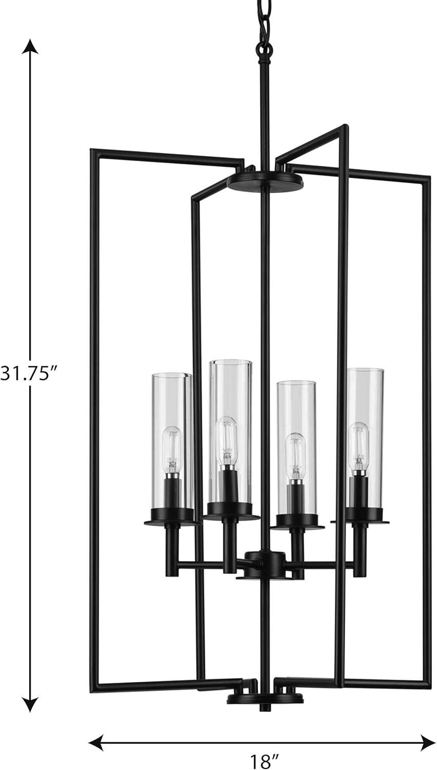 Progress Lighting Kellwyn 4-Light Foyer Pendant, Brushed Nickel, Clear Glass