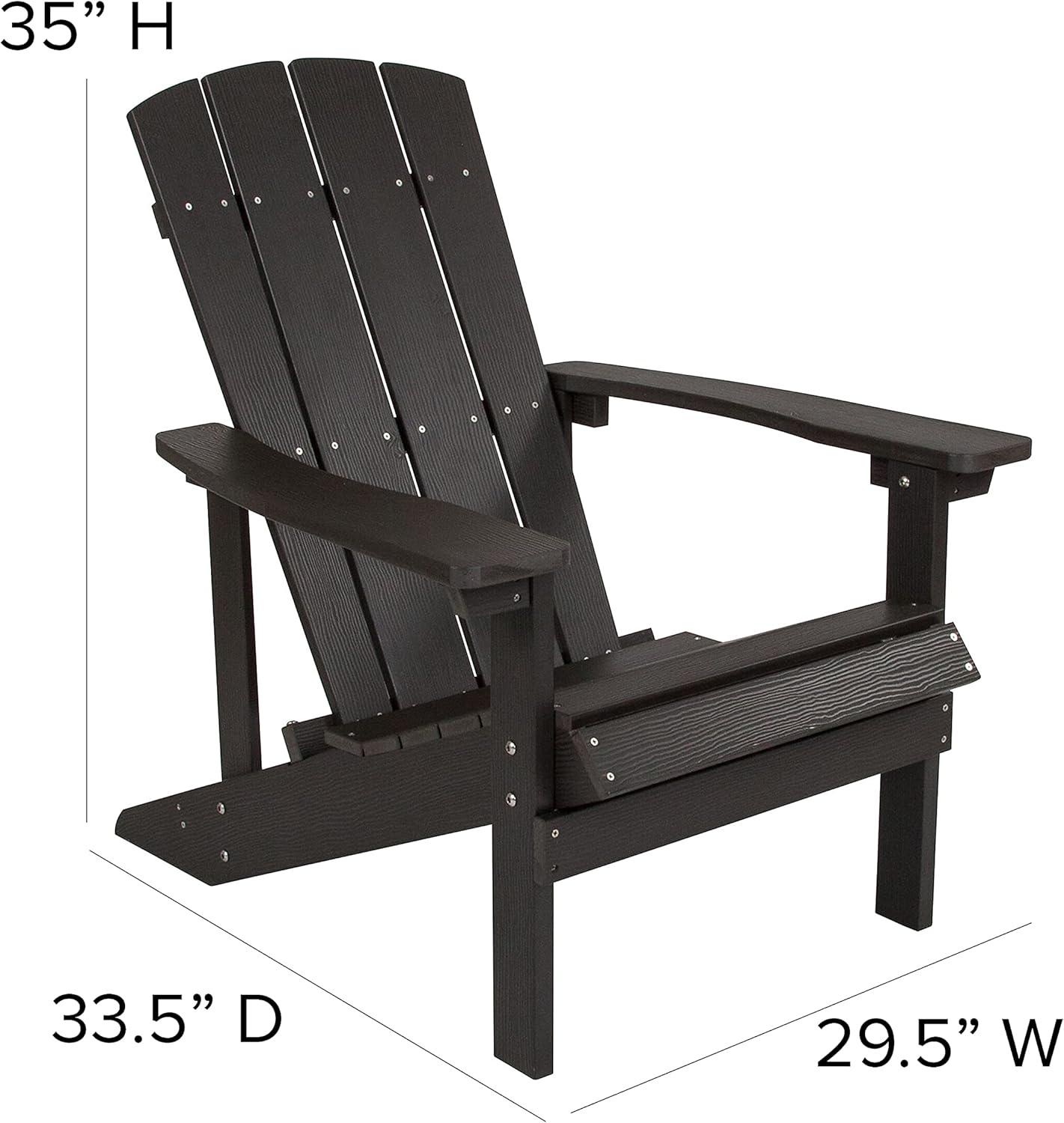Flash Furniture Charlestown All-Weather Poly Resin Wood Adirondack Chair in Slate Gray