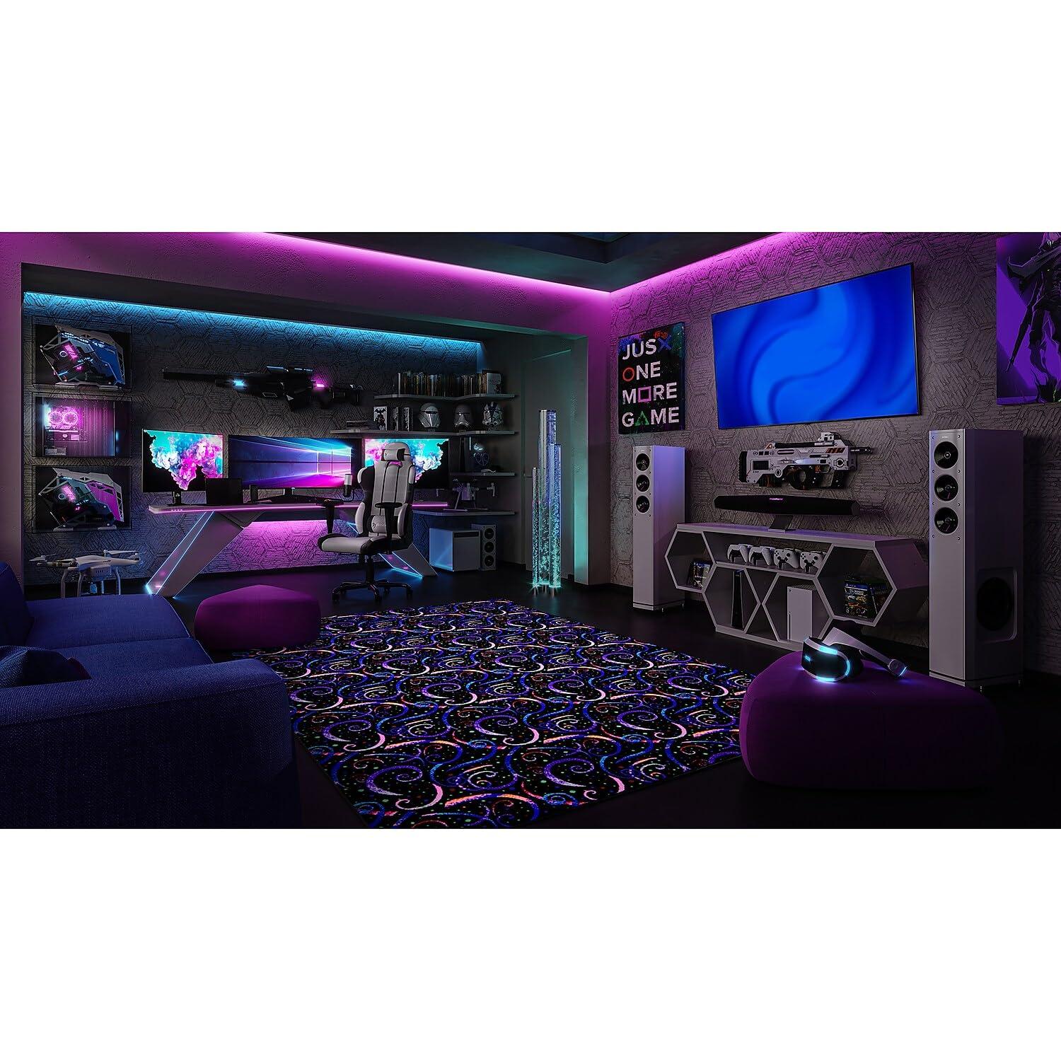 Joy Carpets 455R 12 x 6 ft. Neon Lights Rectangle Dynamo Fluorescent Area Rug  Multicolor