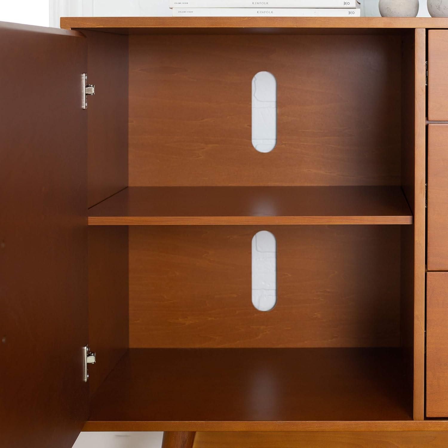 Walker Edison Mid Century Modern-TV Stand Console with 3 Drawers and Closed Cabinet Storage, 60", Walnut