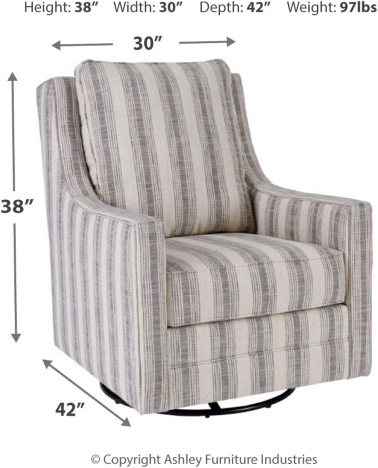 Signature Design by Ashley Kambria Swivel Glider Accent Chair in Ivory and Black