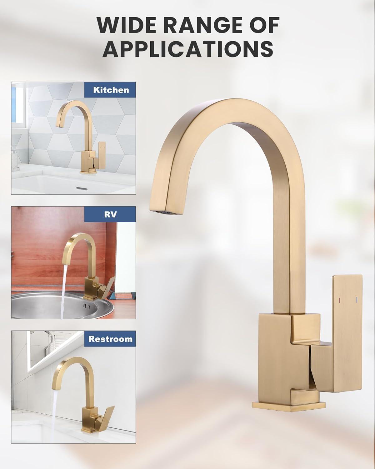 Brushed Gold Stainless Steel Single Handle Bar Faucet