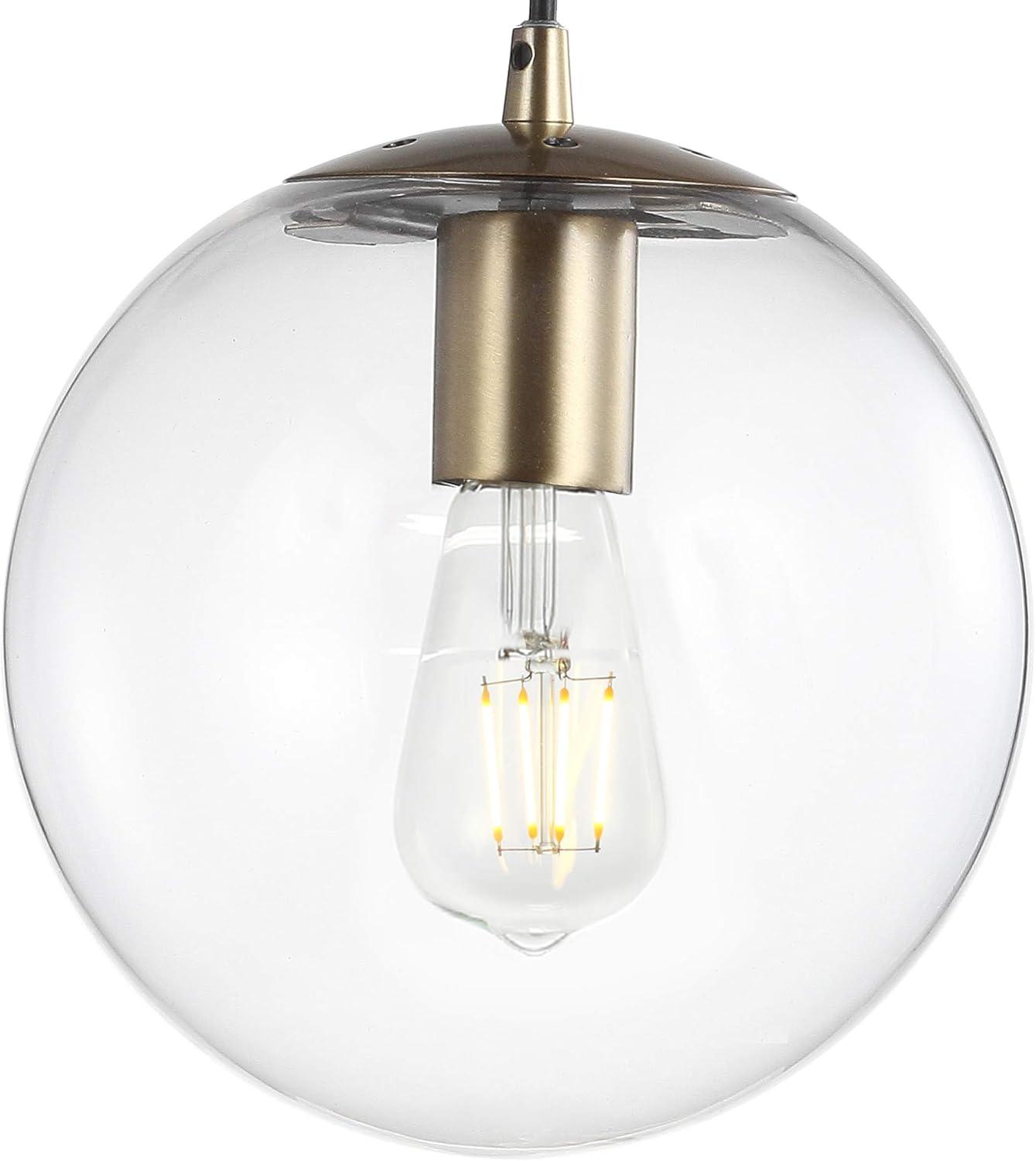 Clear Glass and Brass Globe LED Pendant Light