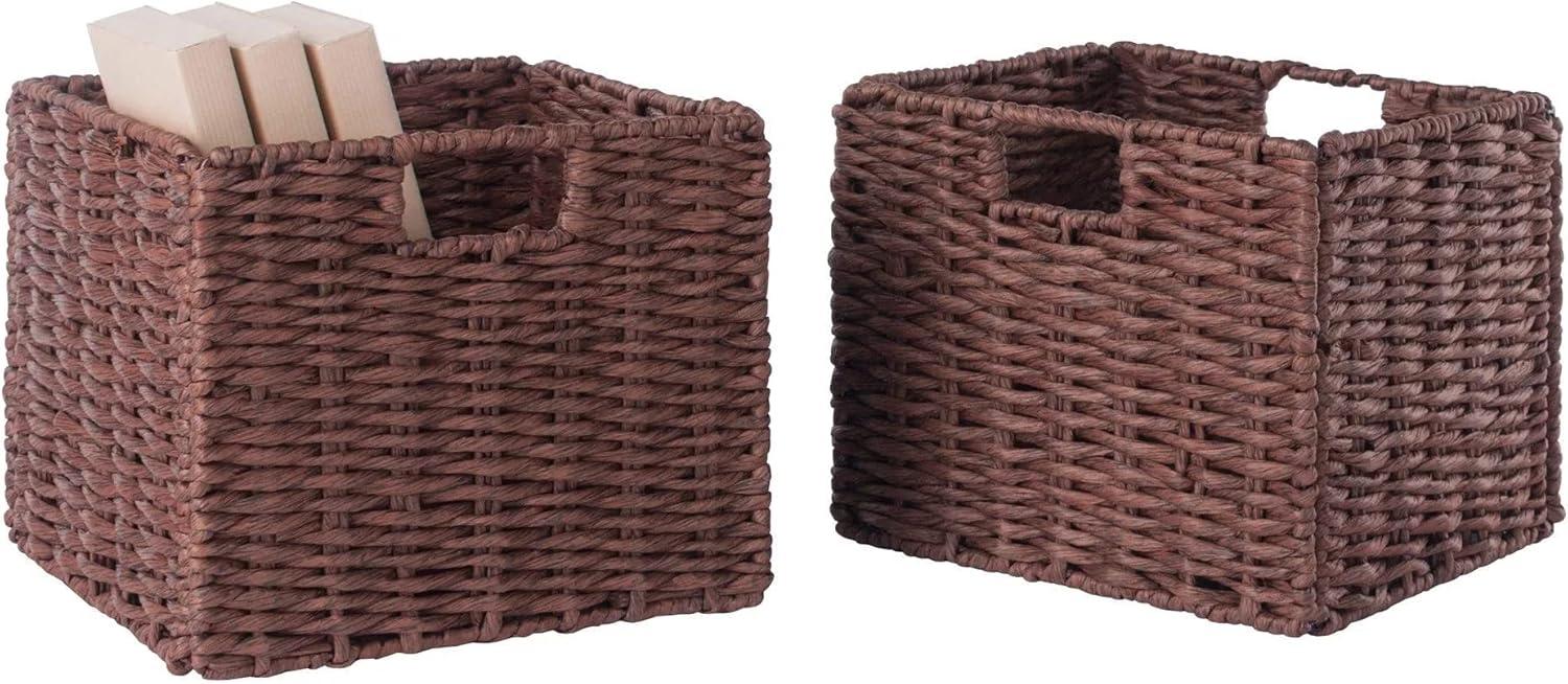 Ergode Tessa 2-Pc Woven Rope Basket Set, Foldable, Walnut