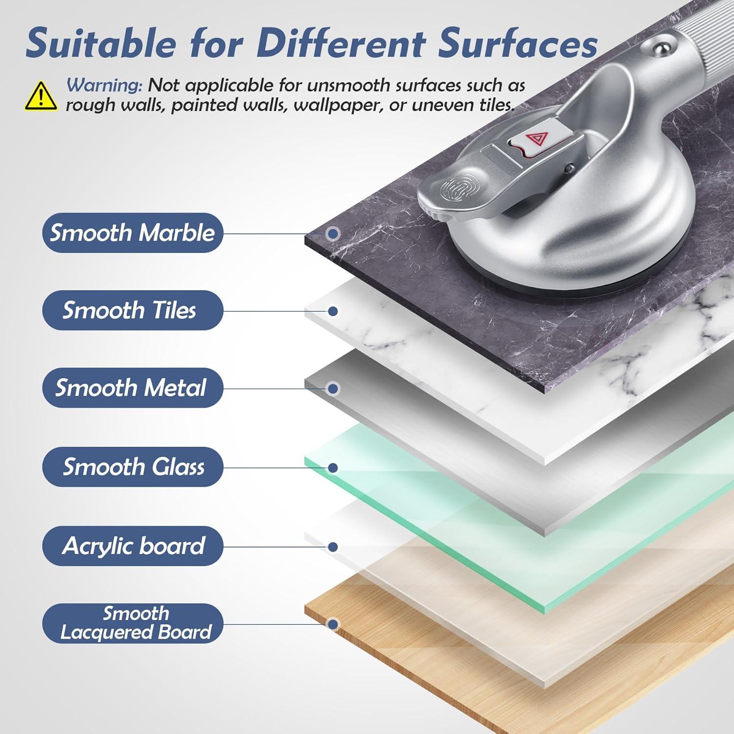 Grab Bars for Bathtubs and Showers, 18.5-inch Upgraded Safety Suction Grab Bar for Shower, Tools-Free Installation for Bathroom Wall, Shower Handles for Elderly with Enlarged Suction Cup - Silver