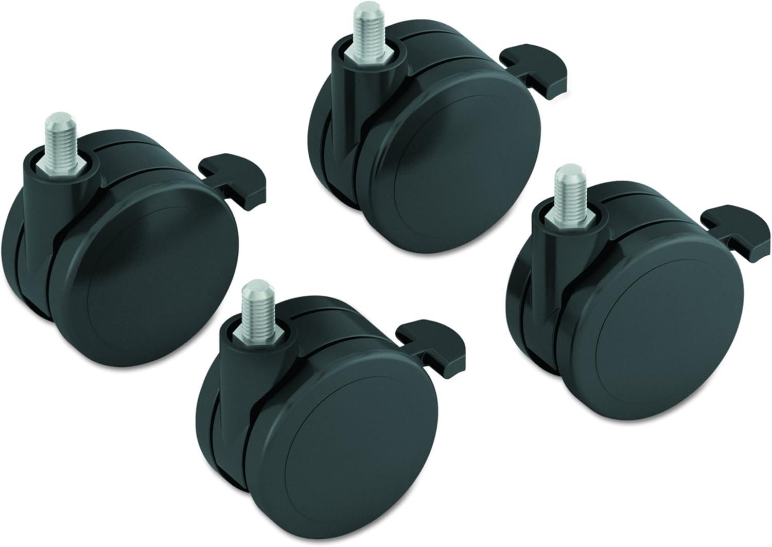 Black Plastic Height-Adjustable Table Base Casters, Set of 4