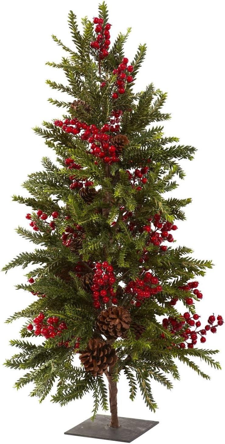 Nearly Natural 36" Artificial Pine and Berry Christmas Tree