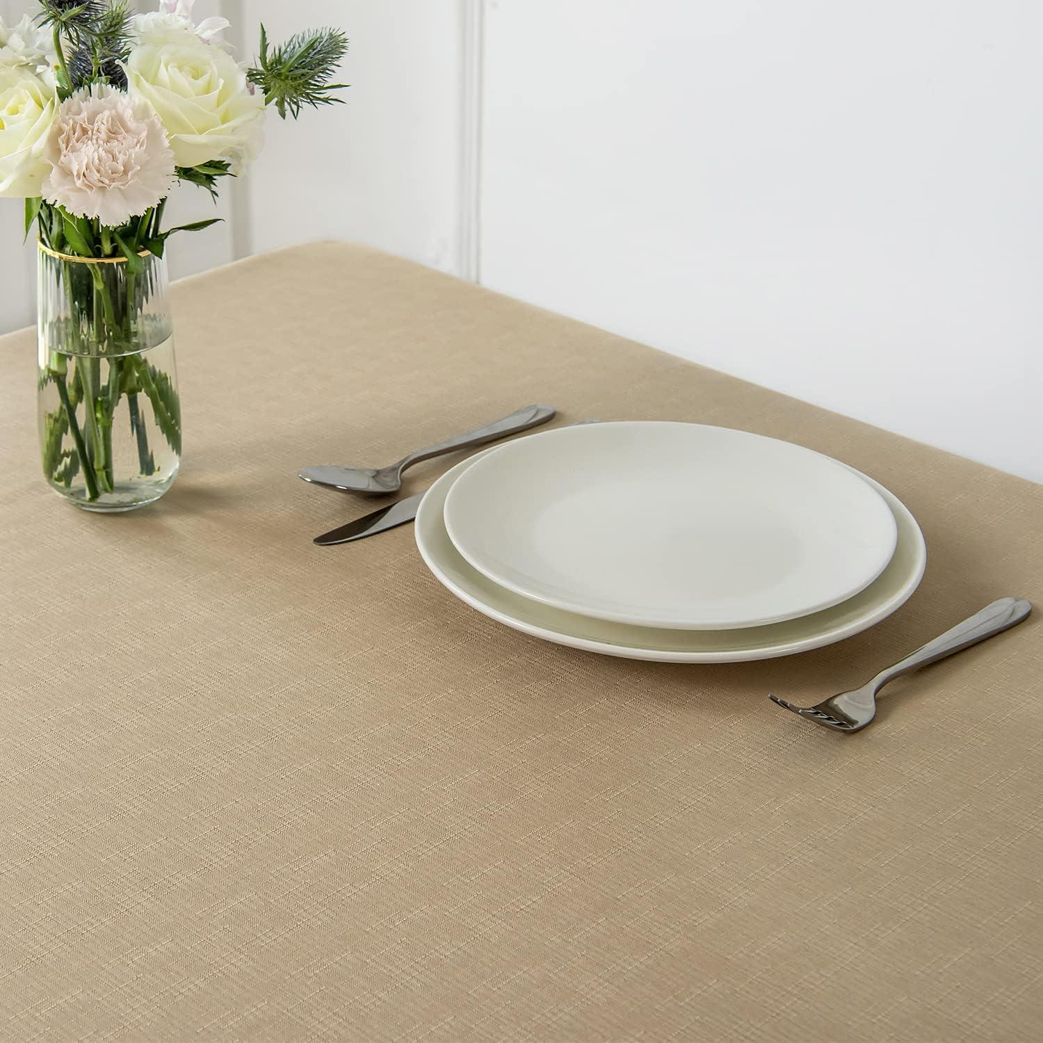 Jacquard Square Tablecloth Stain Resistant Waterproof Wrinkle Resistant Washable Soft Table Cloth, Decorative Fabric Table Cover for Dining Room, Indoor and Outdoor Use, 52 x 52 Inch, Beige