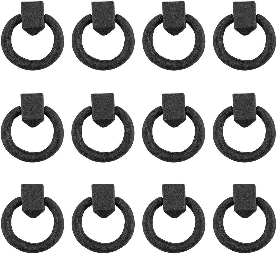 The Renovators Supply Inc. Wrought Iron Cabinet Gate Door Ring Pull Multipack (Set of 12)