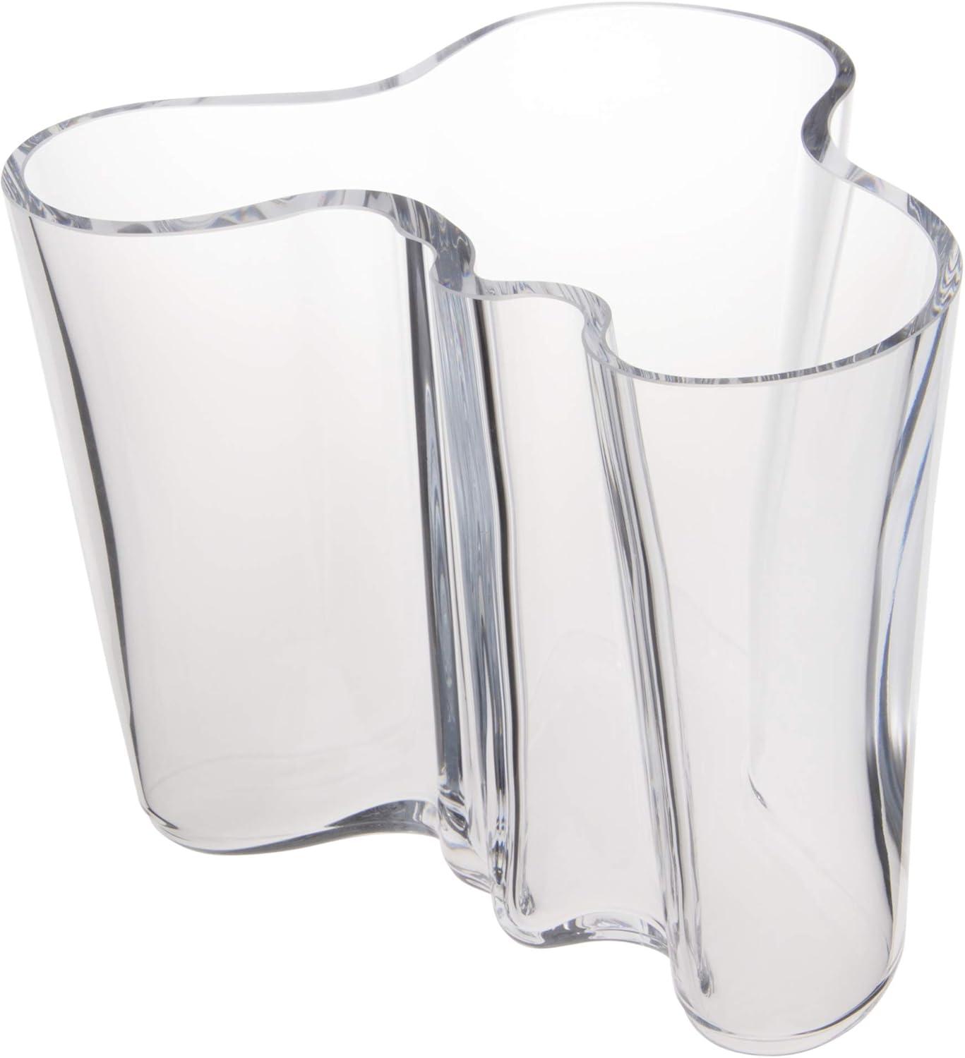 Clear Glass Alvar Aalto Bouquet Vase, 6.25"