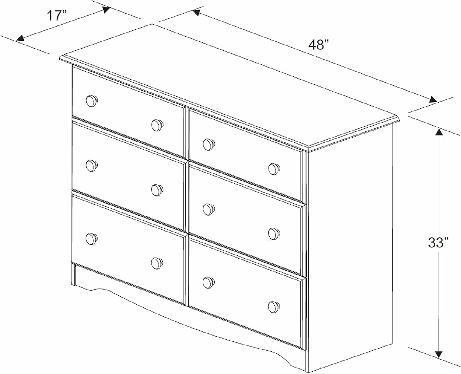 100% Solid Wood Double Dresser with 4 Super Jumbo Drawers by Palace Imports, White, 48”W x 33”H x 17”D. Optional Mirror Sold Separately. Requires Assembly