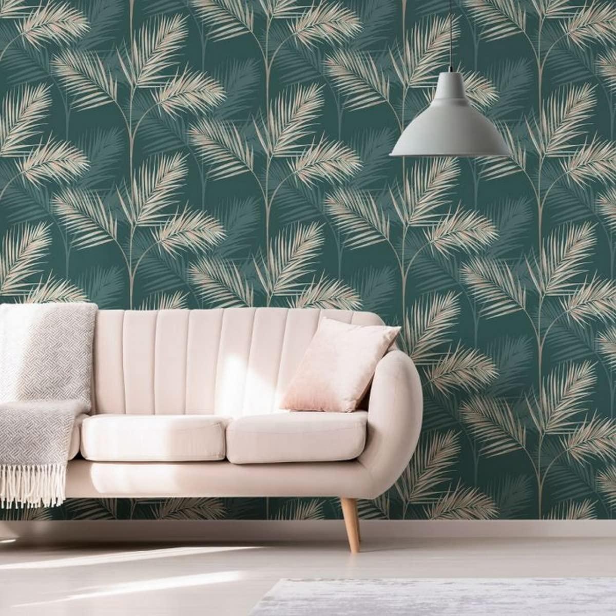 Fine Decor South Beach Evergreen Fronds Unpasted Paper Wallpaper, 20.5-in by 33-ft, 56.4 sq. ft.