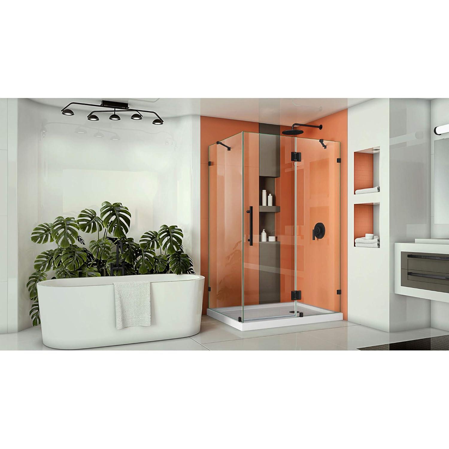 Quatra Lux 46.38" x 72" Hinged Frameless Shower Door with Clear Max Technology