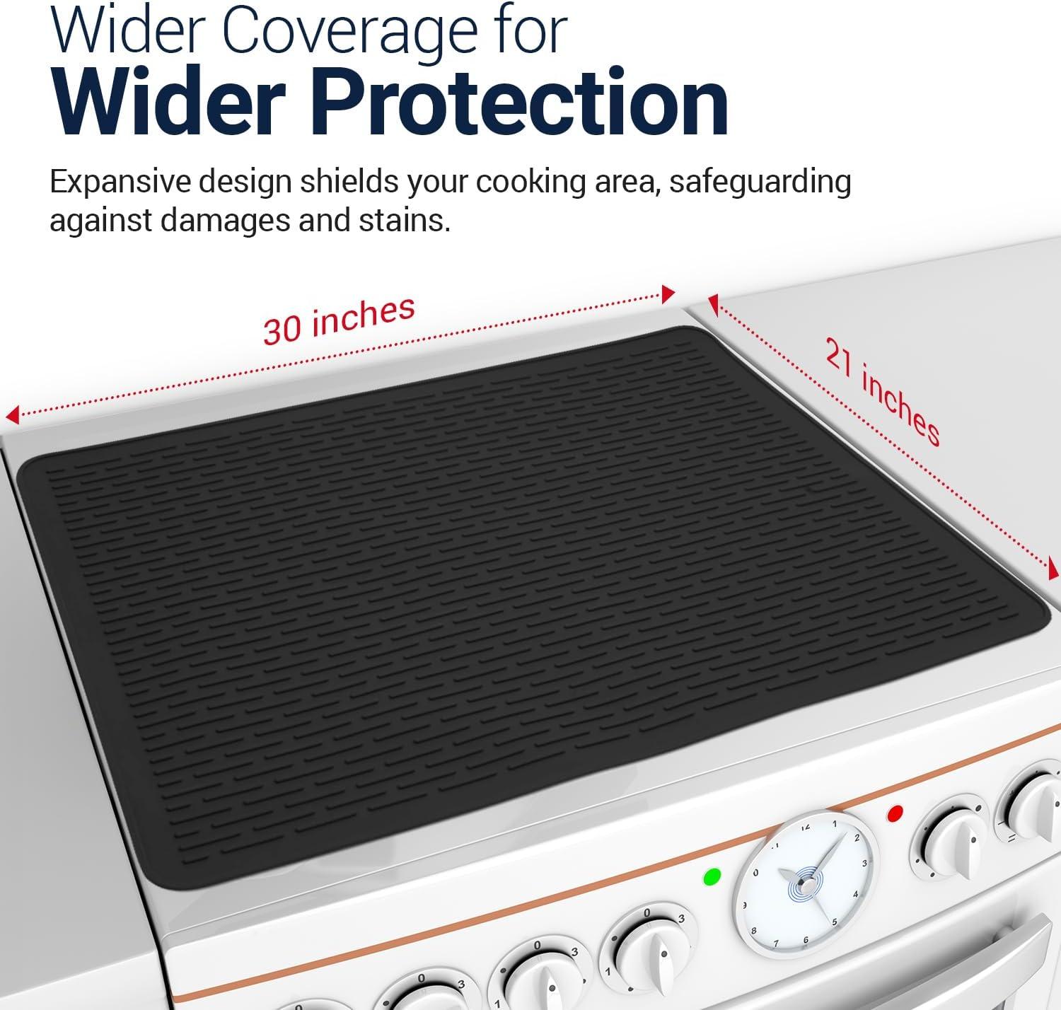 Stove Top Covers for Electric Stove by Linda's Essentials (30 x 21 Inch) - Silicone Mat for Glass Cooktop, Heat-Resistant Cover Protector, Electric Cooktop Mat with Anti-Slip Backing (Grey)