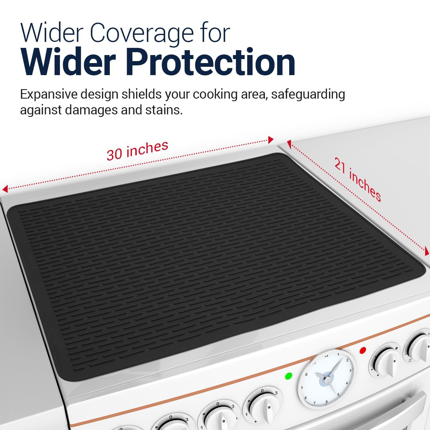 Stove Top Covers for Electric Stove by Linda's Essentials (30 x 21 Inch) - Silicone Mat for Glass Cooktop, Heat-Resistant Cover Protector, Electric Cooktop Mat with Anti-Slip Backing (Grey)