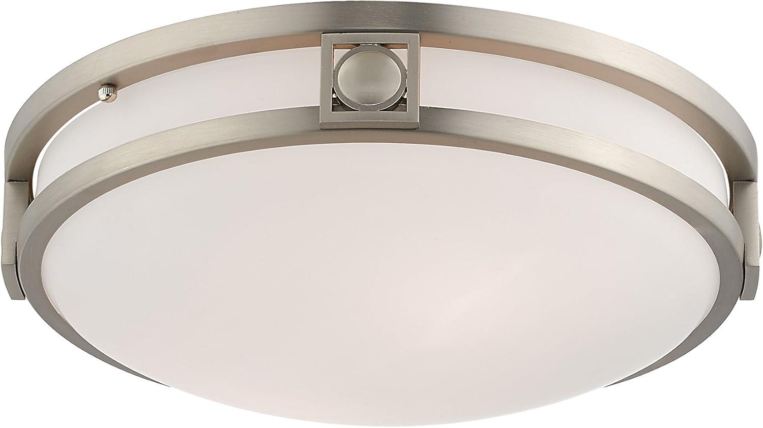 Titania Brushed Nickel 2-Light Flush Mount with Satin White Glass