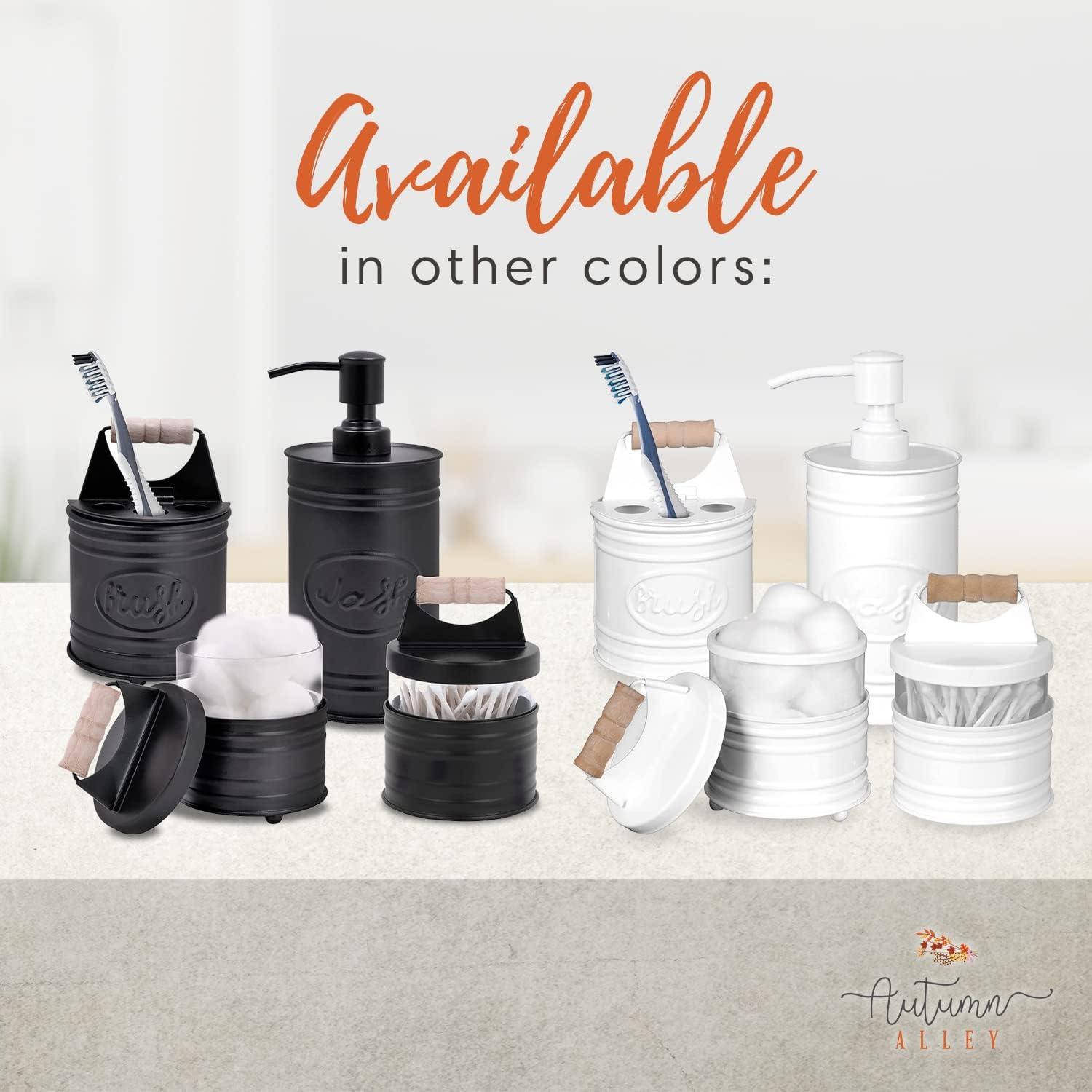 THE GLAMOUR BOUTIQUES Rustic Bathroom Accessories Set 4 - Galvanized Soap Dispenser, Rustic Toothbrush Holder, 2 Apothecary Jars Qtip Holder - Rustic Bathroom Decor – Farmhouse Bathroom Accessories