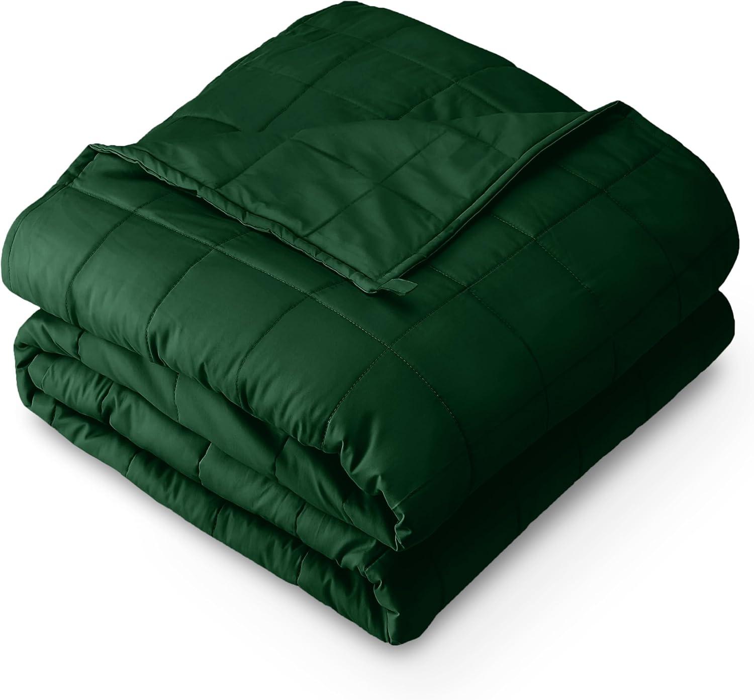 17 lb 60" x 80" Weighted Blanket Cotton Forest Green by Bare Home
