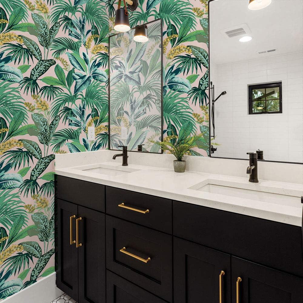 Tempaper Havana Palm Botanical Pink Tropical Peel and Stick Wallpaper, 20.5" x 16.5'