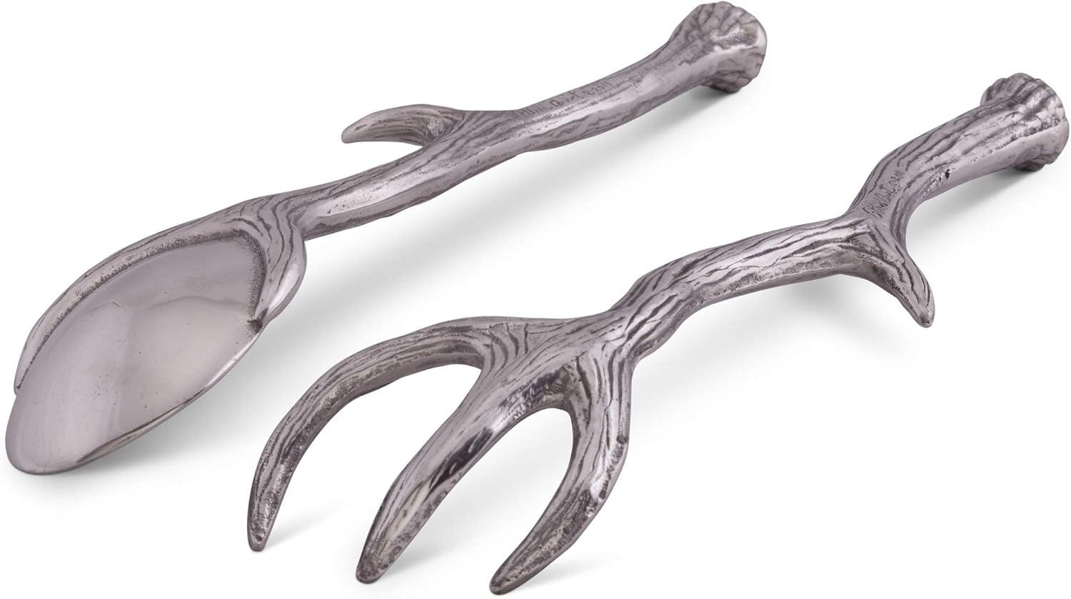 Rustic Aluminum Antler Salad Serving Set, 13.25 inches