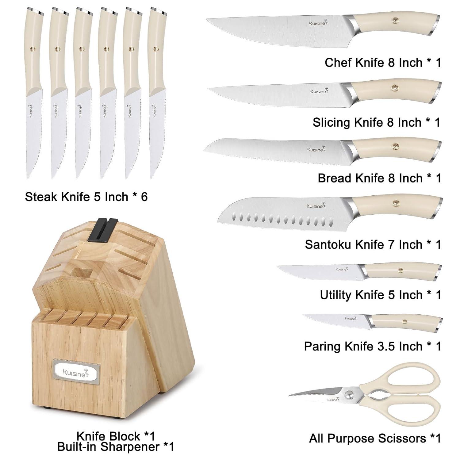 kuisine Kuisine 15-Piece Kitchen Knife Block Set Premium Stainless Steel