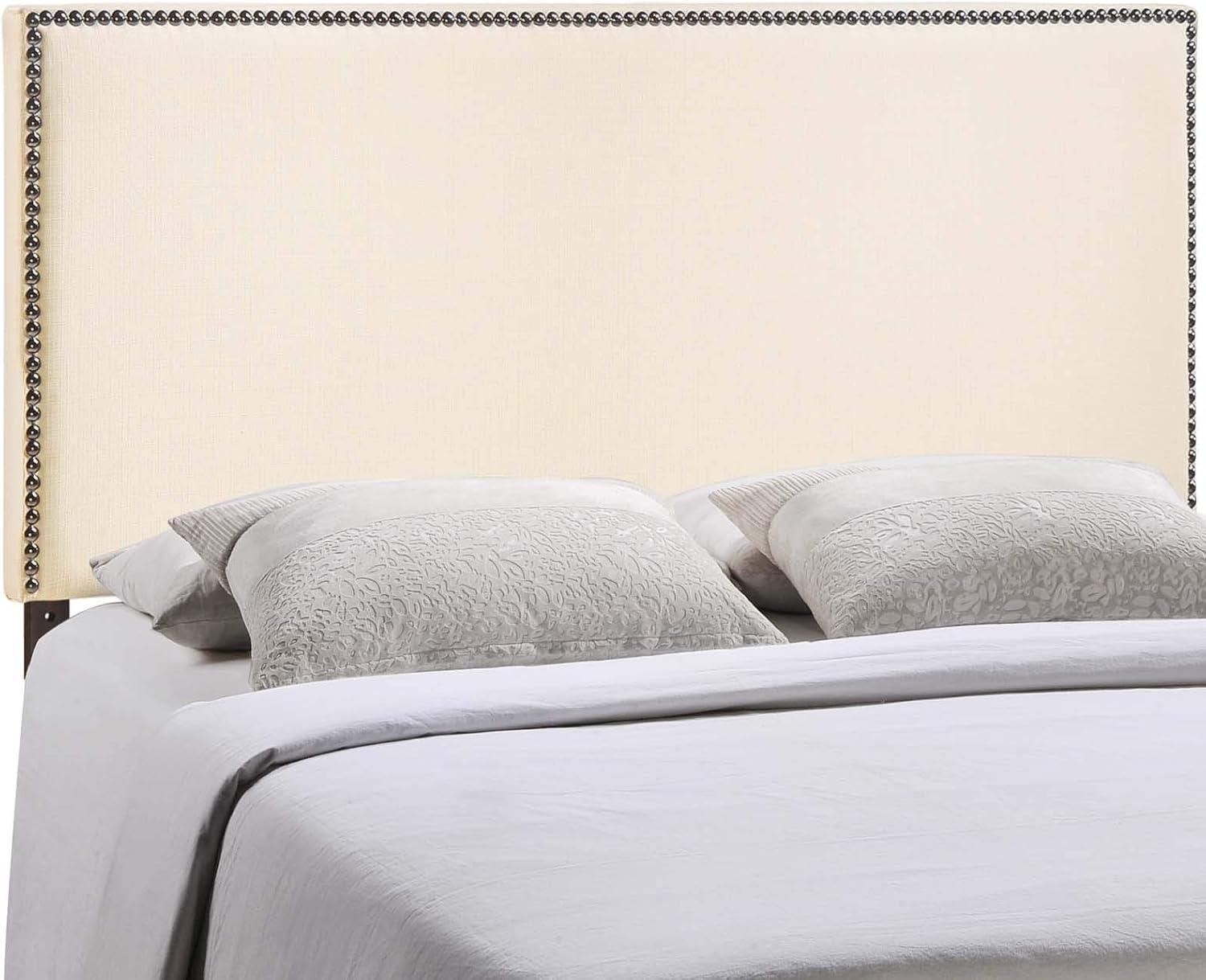Modway Region Nailhead Queen Upholstered Headboard in Ivory
