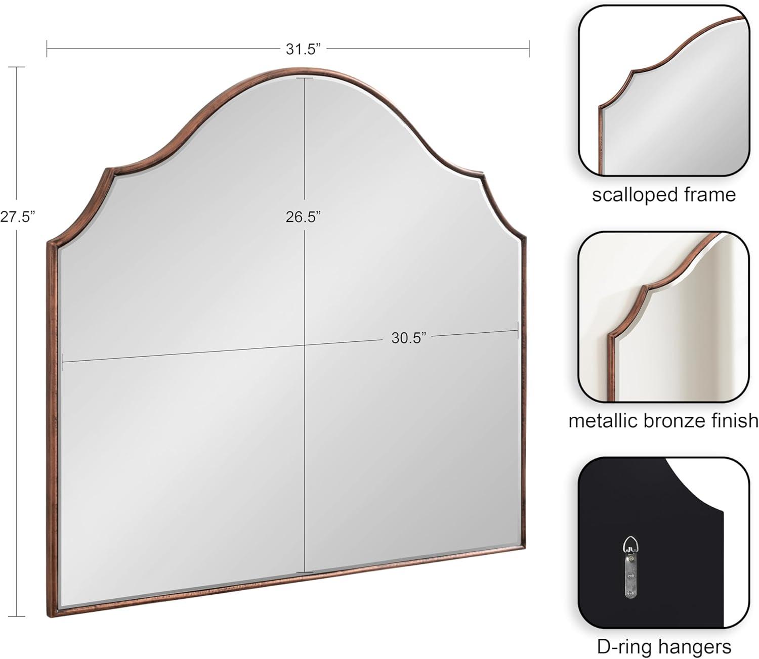 Kate & Laurel All Things Decor 28"x32" Leanna Framed Arch Wall Mirror Bronze