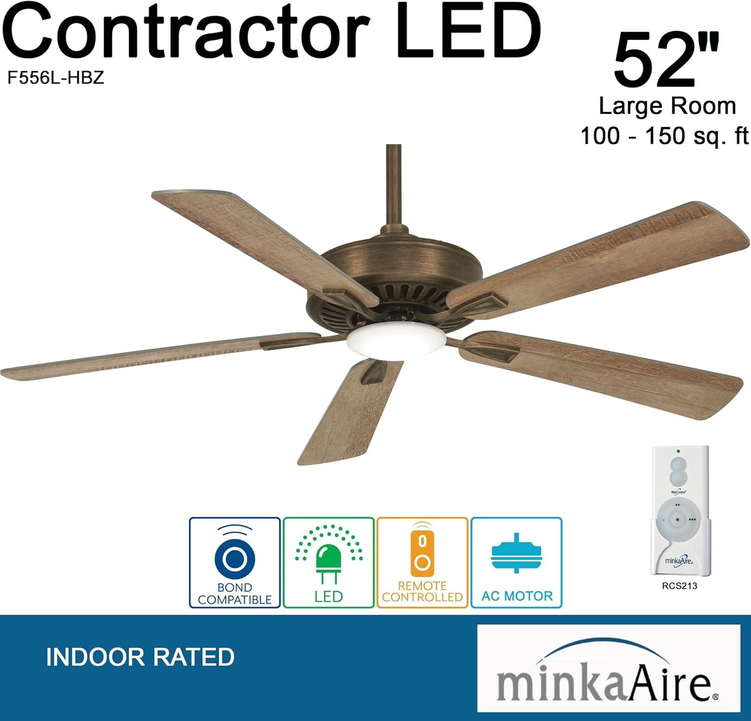 52" Contractor 5 - Blade LED Propeller Ceiling Fan with Remote Control and Light Kit Included