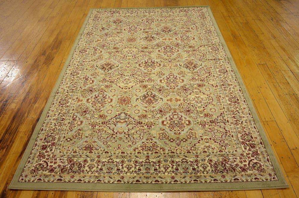 Light Green Synthetic Floral Motif Area Rug, 5' x 8'