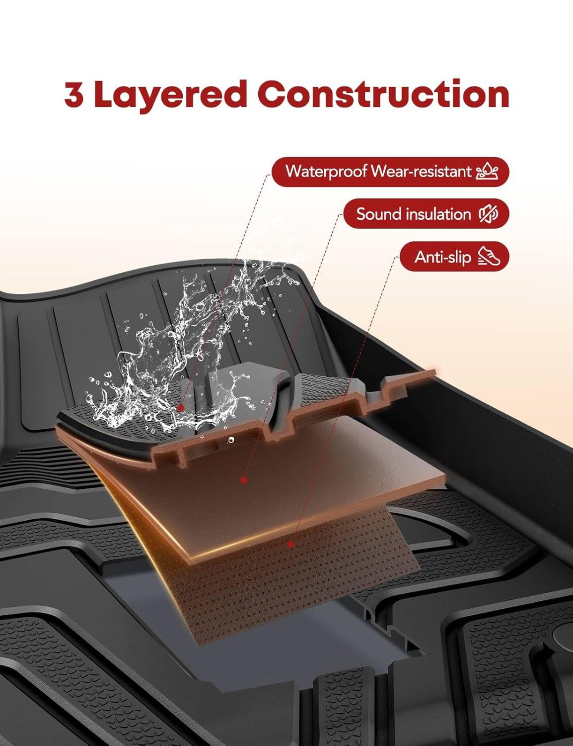 Rough Country Flex-Fit Floor Mats for 2016-2023 Toyota Tacoma - FF-71216