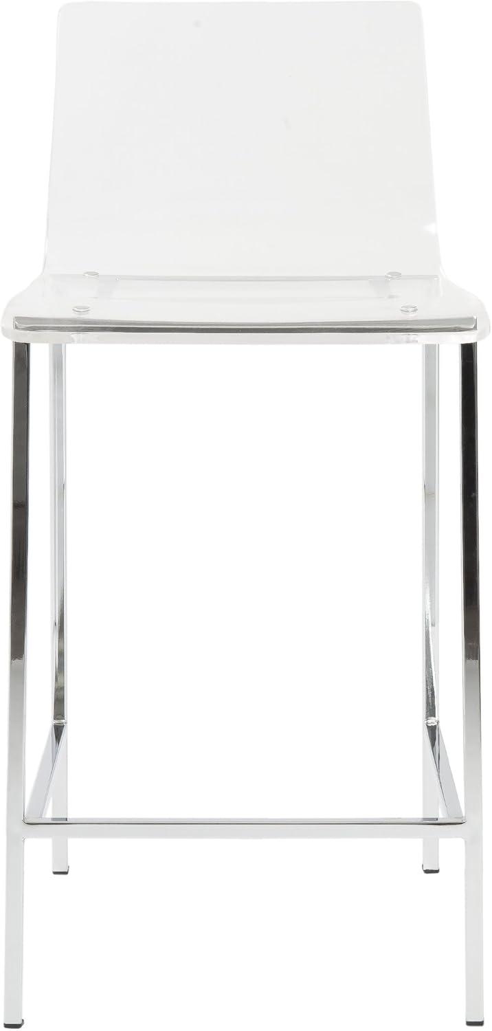 EURO STYLE Chloe Office Chair in Clear, Acrylic, Chromed Steel Base, 360° Swivel, Adjustable Height, Casters for Mobility, Made for Everyday Home Use