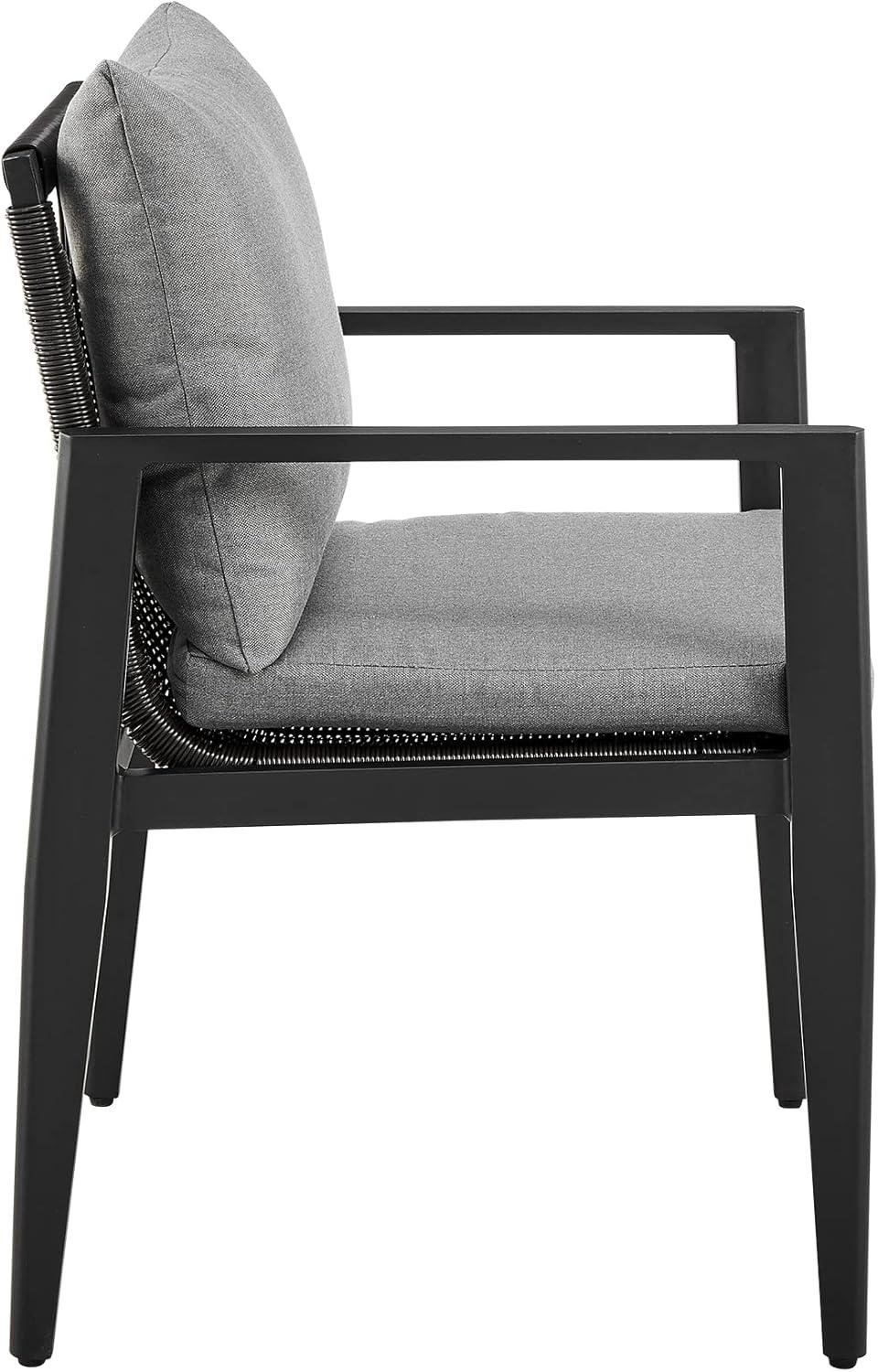 Armen Living Armen Living Grand 19" Metal & Fabric Dining Chair in Black/Dark Gray (Set of 2)