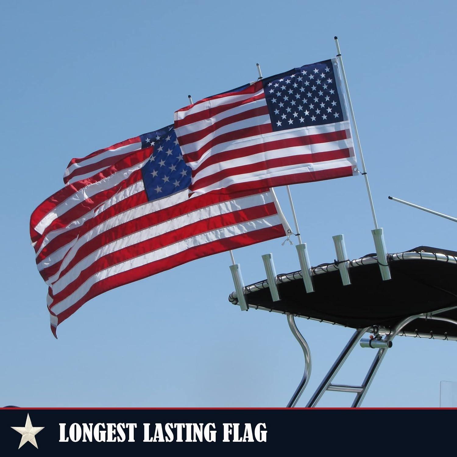 3x5 American Flag for Outside Outdoor Heavy Duty-Nylon USA Flags- Embroidered US Flags Sewn Stripes with Brass Grommets