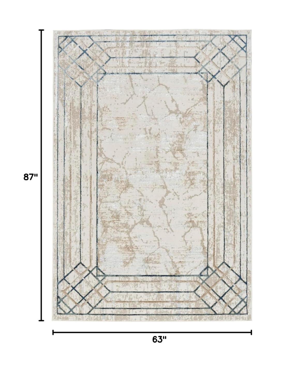 Nourison Glam 5'3" x 7'3" Ivory/Taupe Mid-Century Modern Indoor Rug