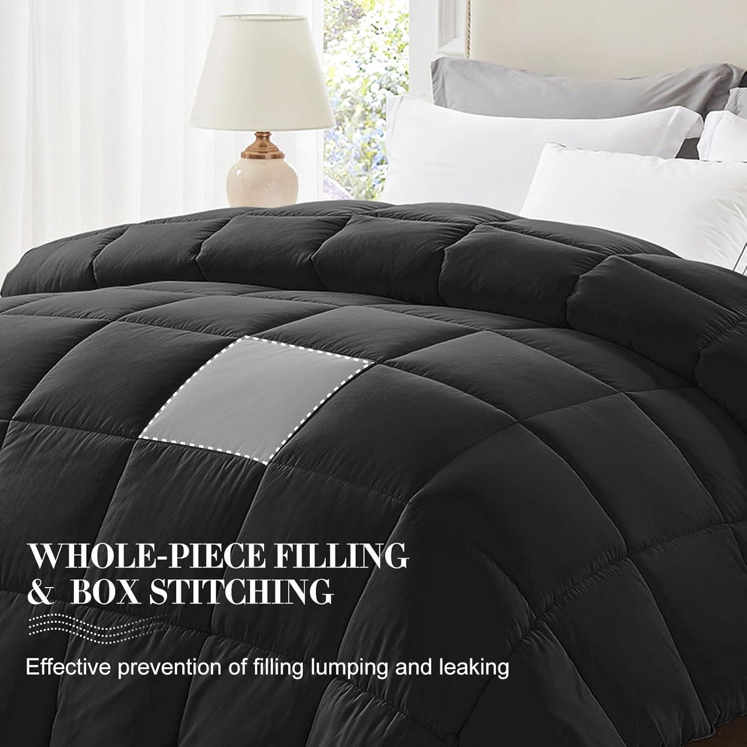 100% Cotton All-Season Comforter - Box Stitched Comforter - Bedding with Corner Tabs Machine Washable Lightweight Color Pink Solid Pattern Size Oversized Queen (98"x98")