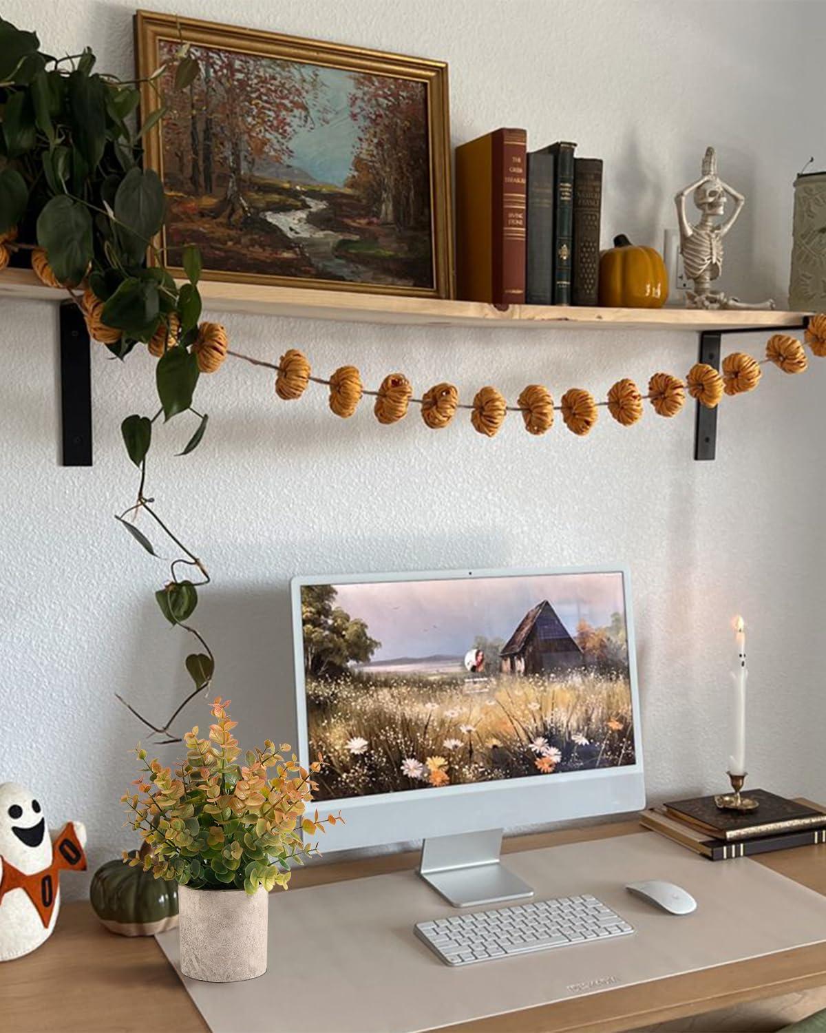 2 Pack Small Fake Plants Eucalyptus Potted Artificial Plants for Shelf Desk Home Bathroom Farmhouse Room Coffee Table Decor
