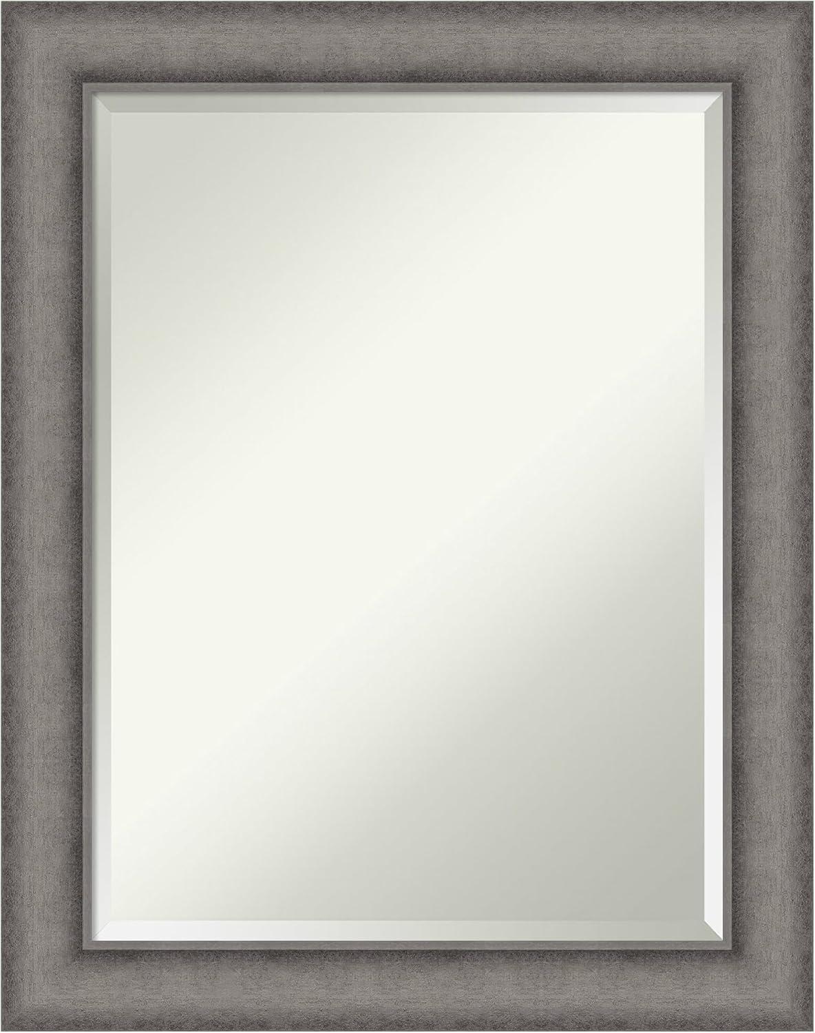 Amanti Art Beveled Wood Wall Mirror - Country Barnwood Frame Country Barnwood Outer Size: 23 x 29 in
