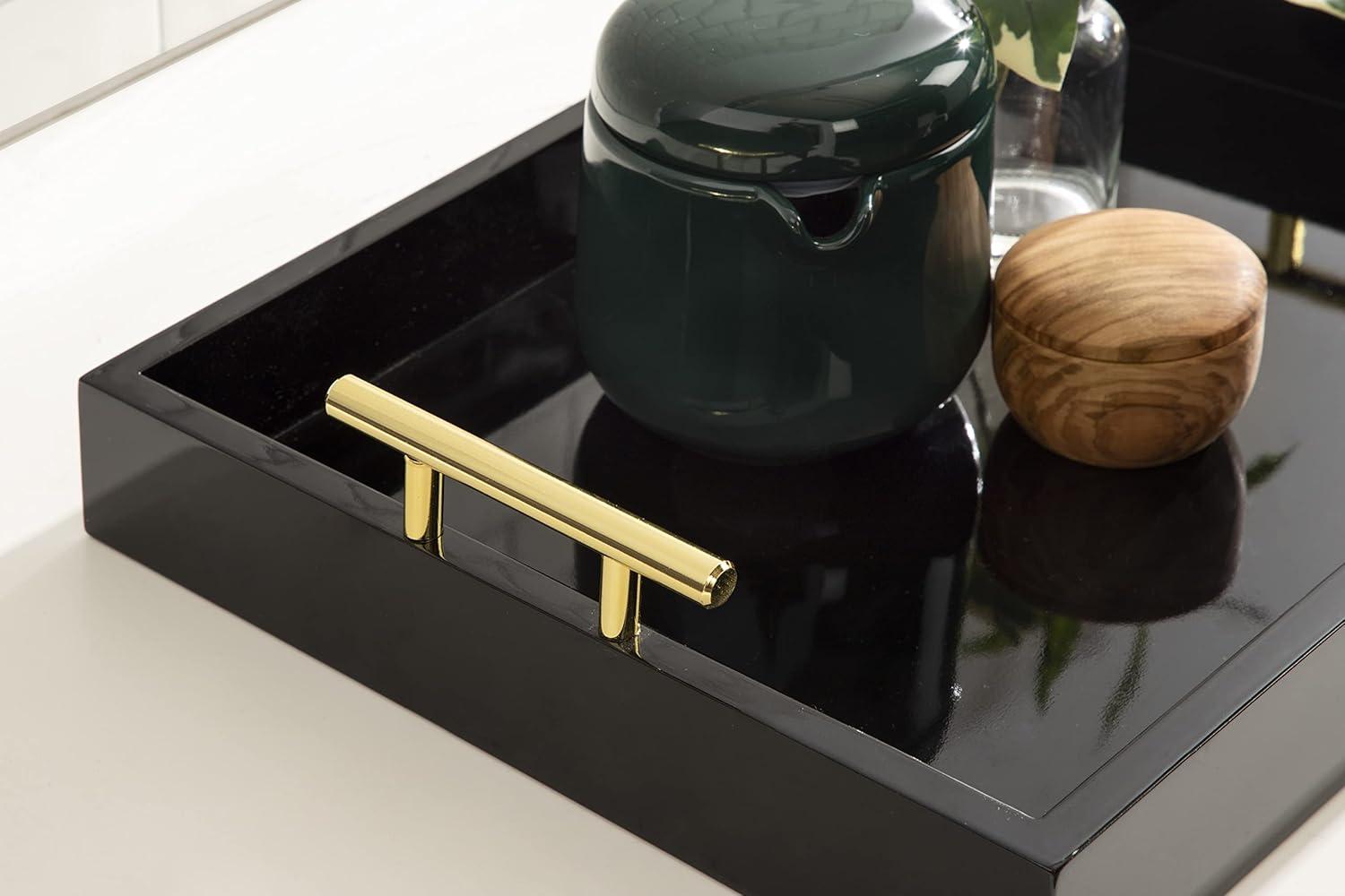 Kate and Laurel Lipton Tray, 16.5x12.25, Black and Gold