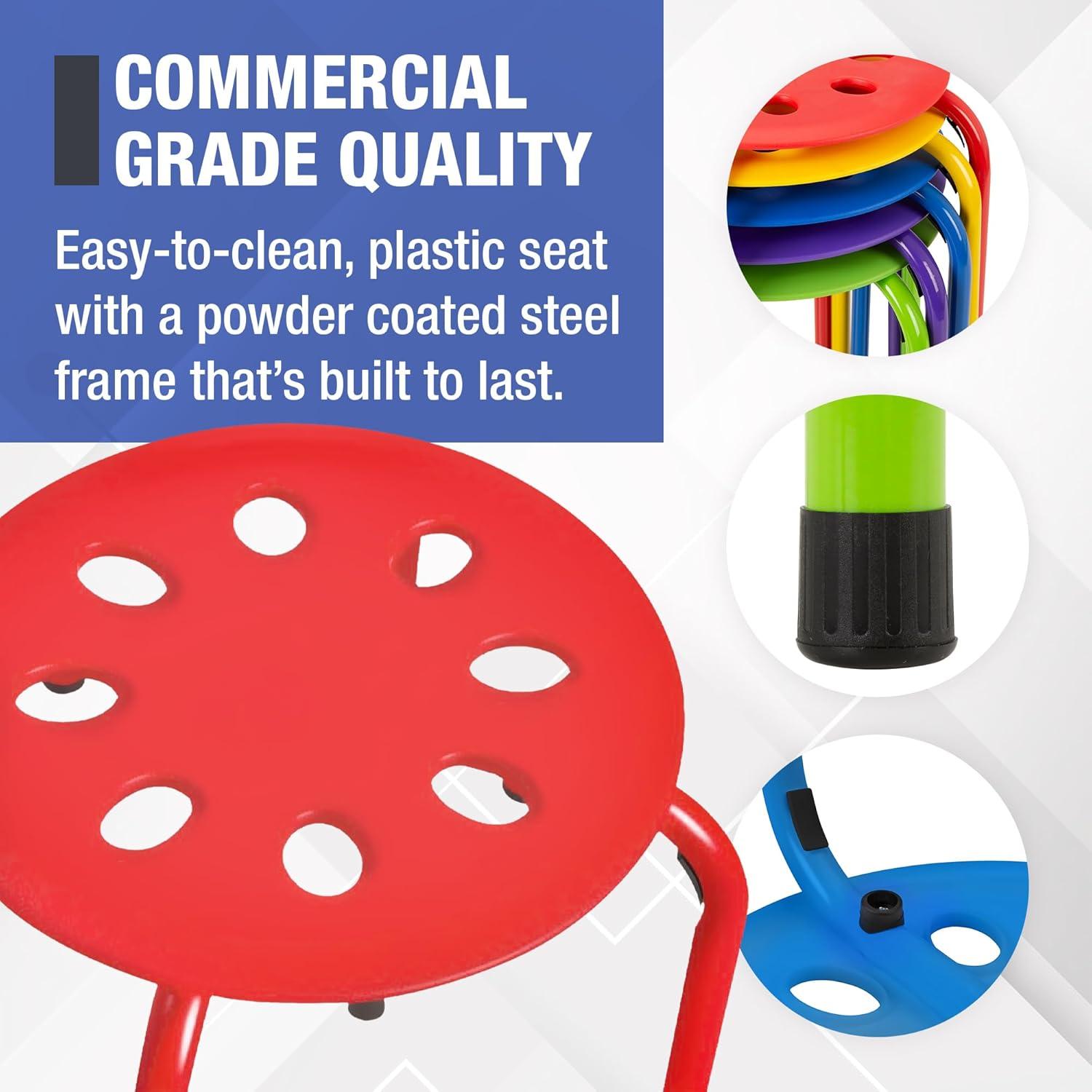 Assorted Color Plastic Stacking Classroom Stool (Set of 5)